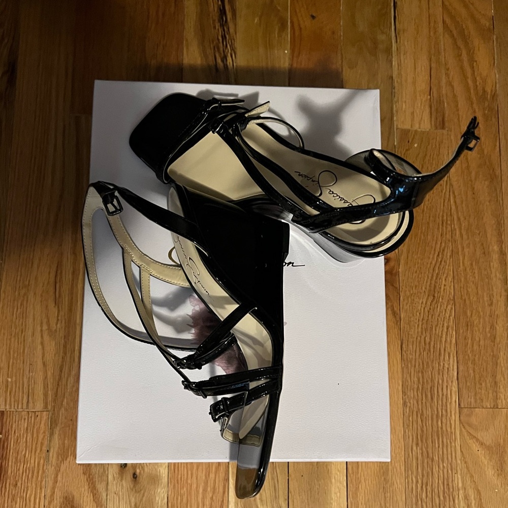 Black Jessica Simpson wedged heels